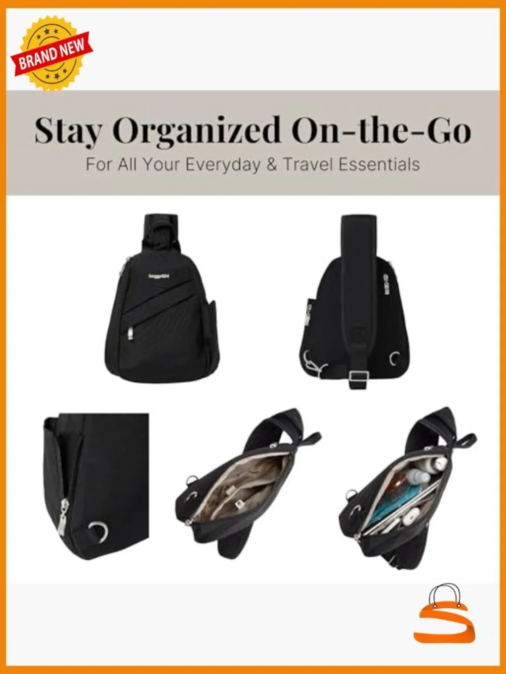 Medium Sling Backpack 9x11 Lightweight Crossbody with Adjustable Strap